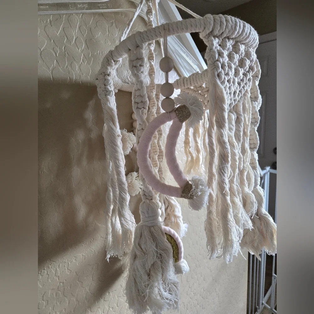 Handmade Macrame Mobile Hanger Any Room, Cribs Or Dorm